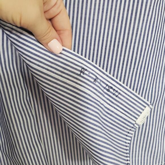 The Arrow Company | Wrinkle Free Broadcloth Striped Banded Collar Neckline Shirt - Picture 6 of 6